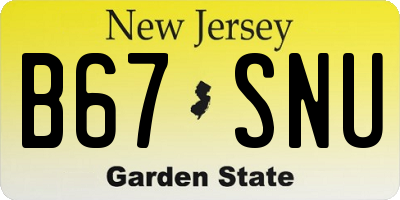 NJ license plate B67SNU