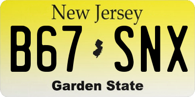 NJ license plate B67SNX