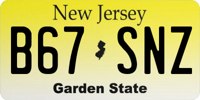 NJ license plate B67SNZ