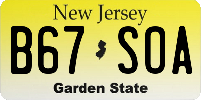 NJ license plate B67SOA