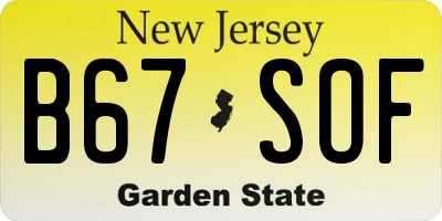 NJ license plate B67SOF
