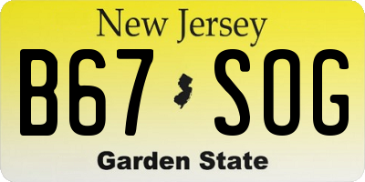 NJ license plate B67SOG