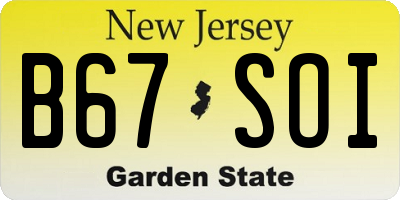 NJ license plate B67SOI