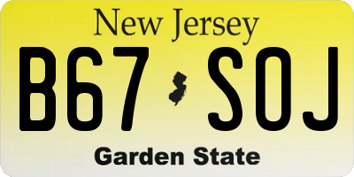 NJ license plate B67SOJ