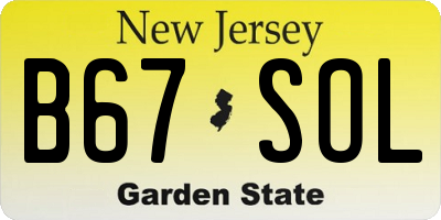 NJ license plate B67SOL