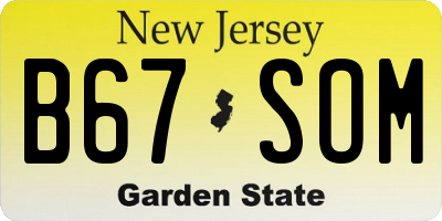 NJ license plate B67SOM