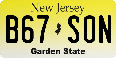 NJ license plate B67SON