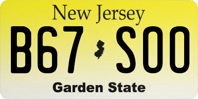 NJ license plate B67SOO
