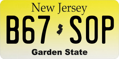 NJ license plate B67SOP