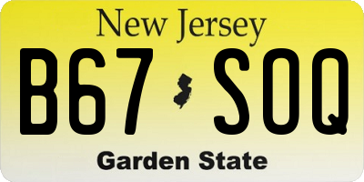NJ license plate B67SOQ