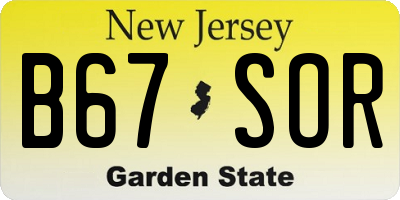 NJ license plate B67SOR