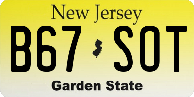 NJ license plate B67SOT