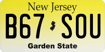 NJ license plate B67SOU