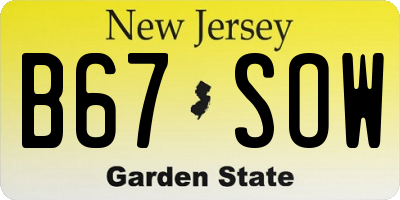 NJ license plate B67SOW