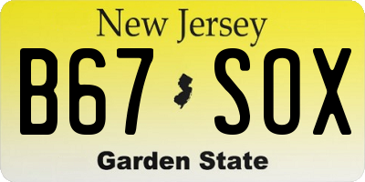 NJ license plate B67SOX