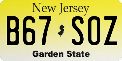 NJ license plate B67SOZ