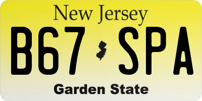 NJ license plate B67SPA