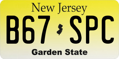 NJ license plate B67SPC