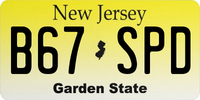 NJ license plate B67SPD