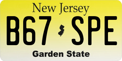 NJ license plate B67SPE