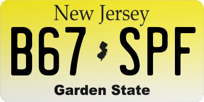 NJ license plate B67SPF