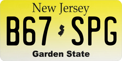 NJ license plate B67SPG