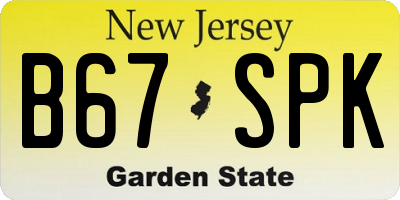 NJ license plate B67SPK