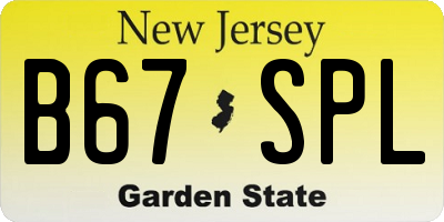 NJ license plate B67SPL