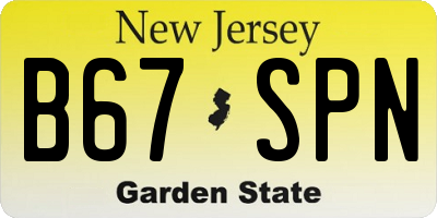 NJ license plate B67SPN