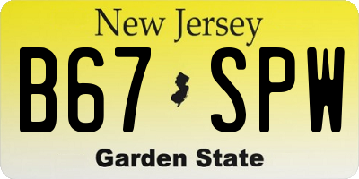 NJ license plate B67SPW