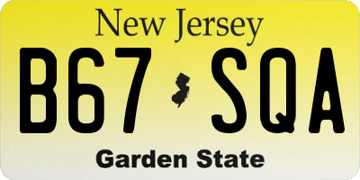 NJ license plate B67SQA