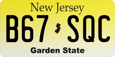NJ license plate B67SQC