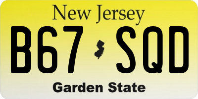 NJ license plate B67SQD