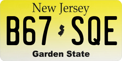 NJ license plate B67SQE