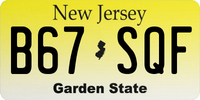NJ license plate B67SQF