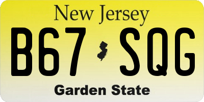 NJ license plate B67SQG