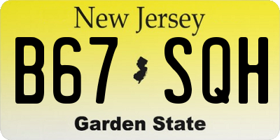 NJ license plate B67SQH
