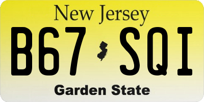 NJ license plate B67SQI