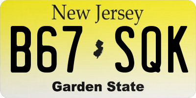 NJ license plate B67SQK