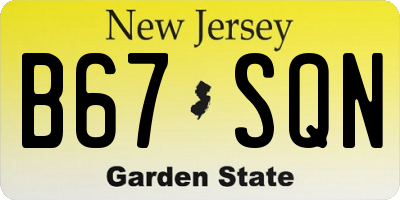 NJ license plate B67SQN