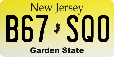 NJ license plate B67SQO
