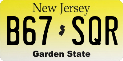 NJ license plate B67SQR