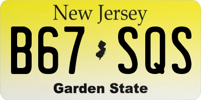 NJ license plate B67SQS