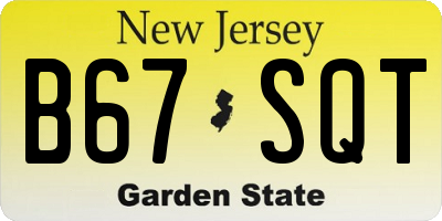 NJ license plate B67SQT