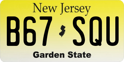 NJ license plate B67SQU