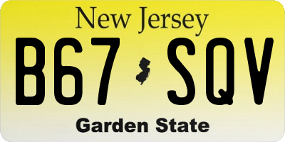 NJ license plate B67SQV