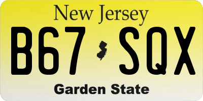 NJ license plate B67SQX