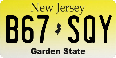NJ license plate B67SQY