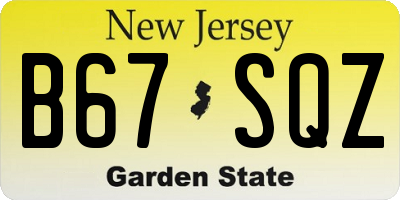 NJ license plate B67SQZ