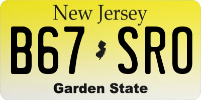 NJ license plate B67SRO